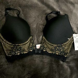 Va Bien black with lace push-up bra 32C NWT